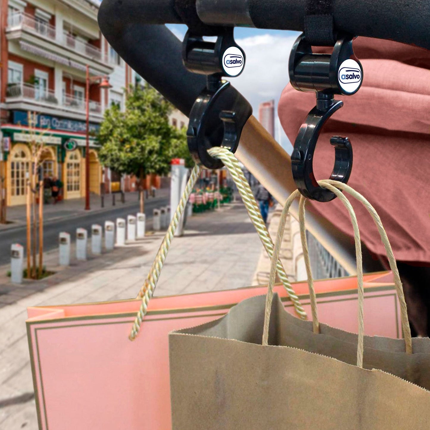 Asalvo Universelle Kinderwagenhaken für die Handtasche oder die Kindertasche