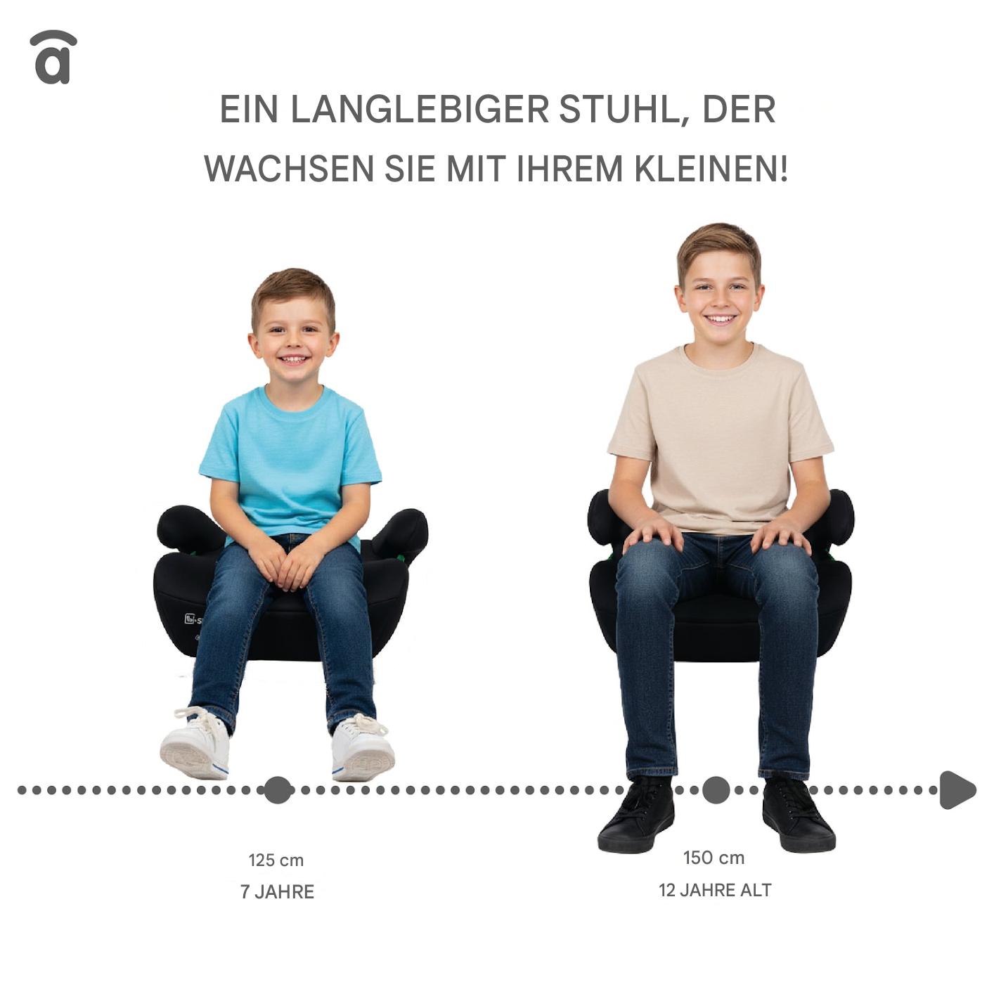 Asalvo Autokindersitz „ALZAFIX BLACK“ inklusive Isofix Halterung