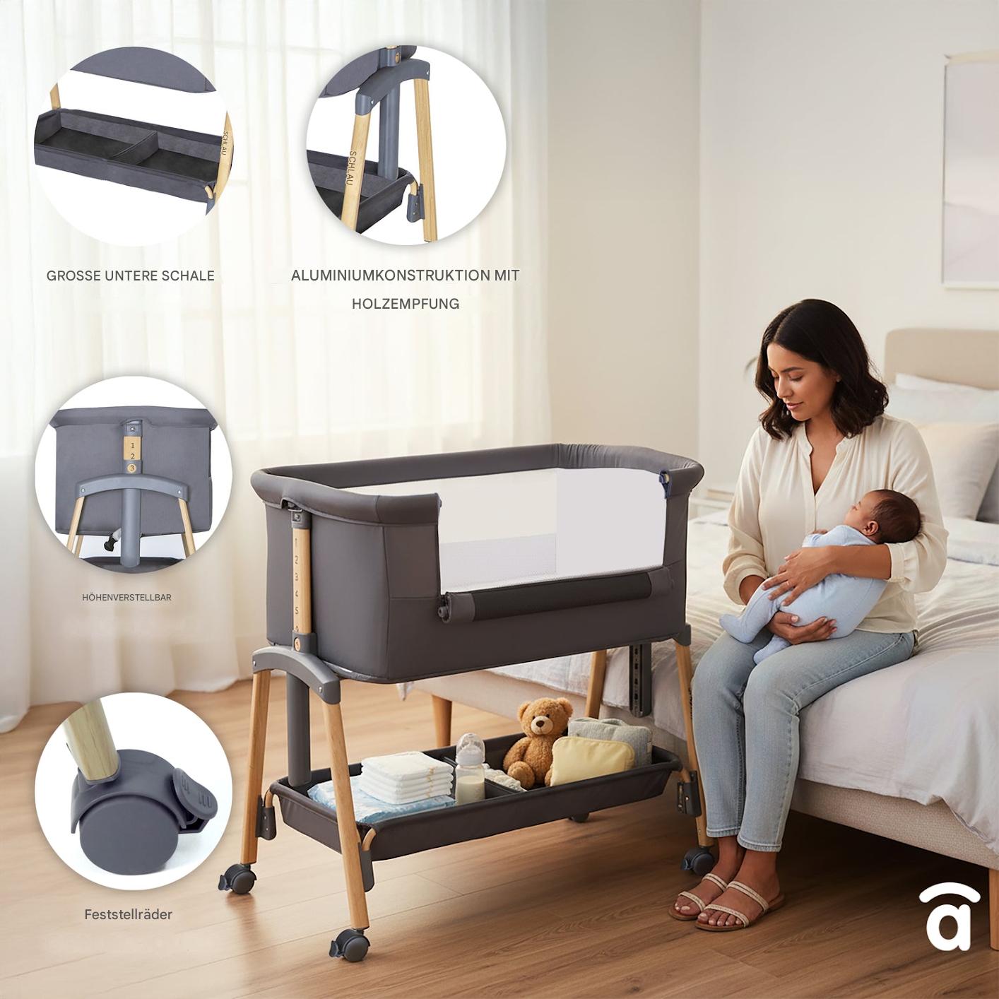 Asalvo 2in1 Kinder- & Beistellbett COT SMART in Beige