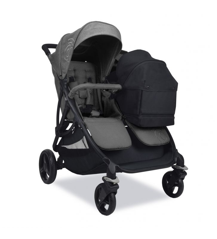 Duo Zwillings- und Geschwisterkinderwagen Grau