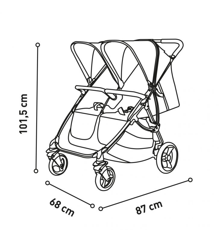 Duo Zwillings- und Geschwisterkinderwagen Grau