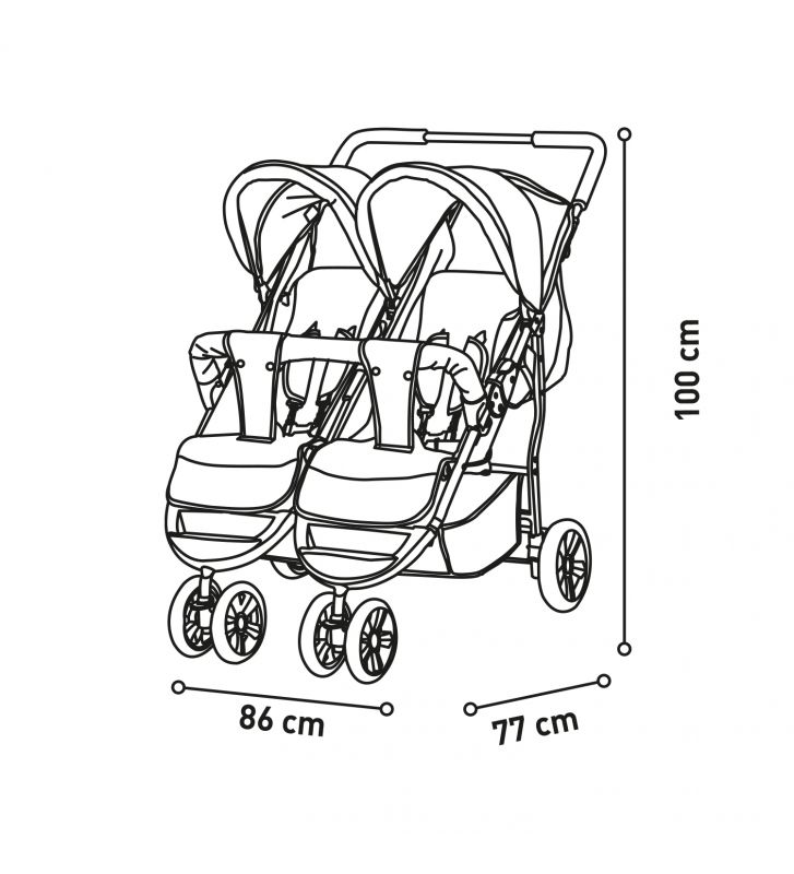 Asalvo Henry Zwillings- und Geschwisterkinderwagen in Schwarz