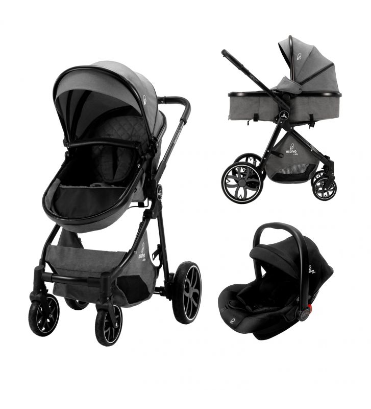 Kinderwagen Set SIDNEY II GREY Convertible als Trio