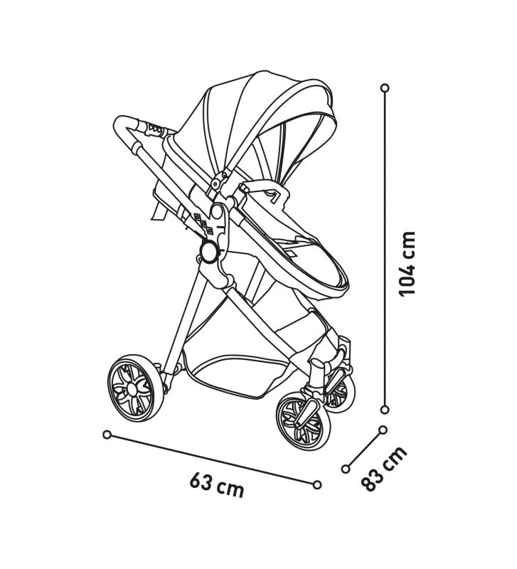 Kinderwagen Set SIDNEY II GREY Convertible als Trio