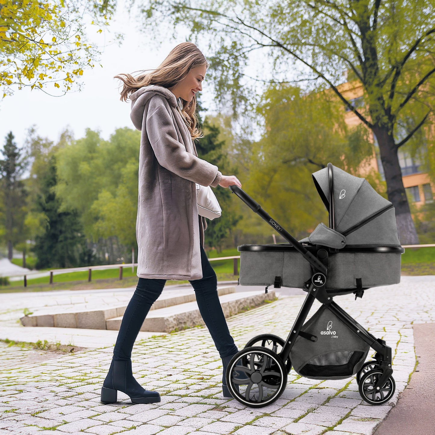 Kinderwagen Set SIDNEY II GREY Convertible als Trio
