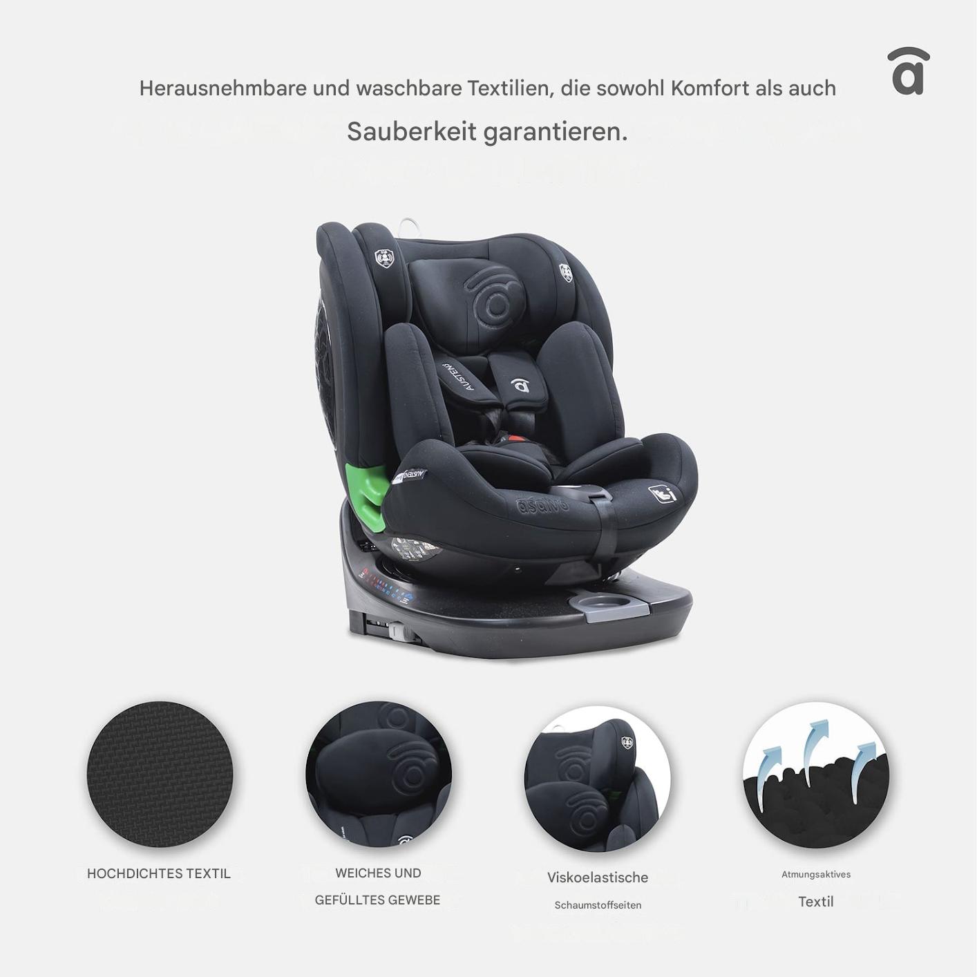 Asalvo Kinderautositz AUSTEN 3 GREY 40-150CM