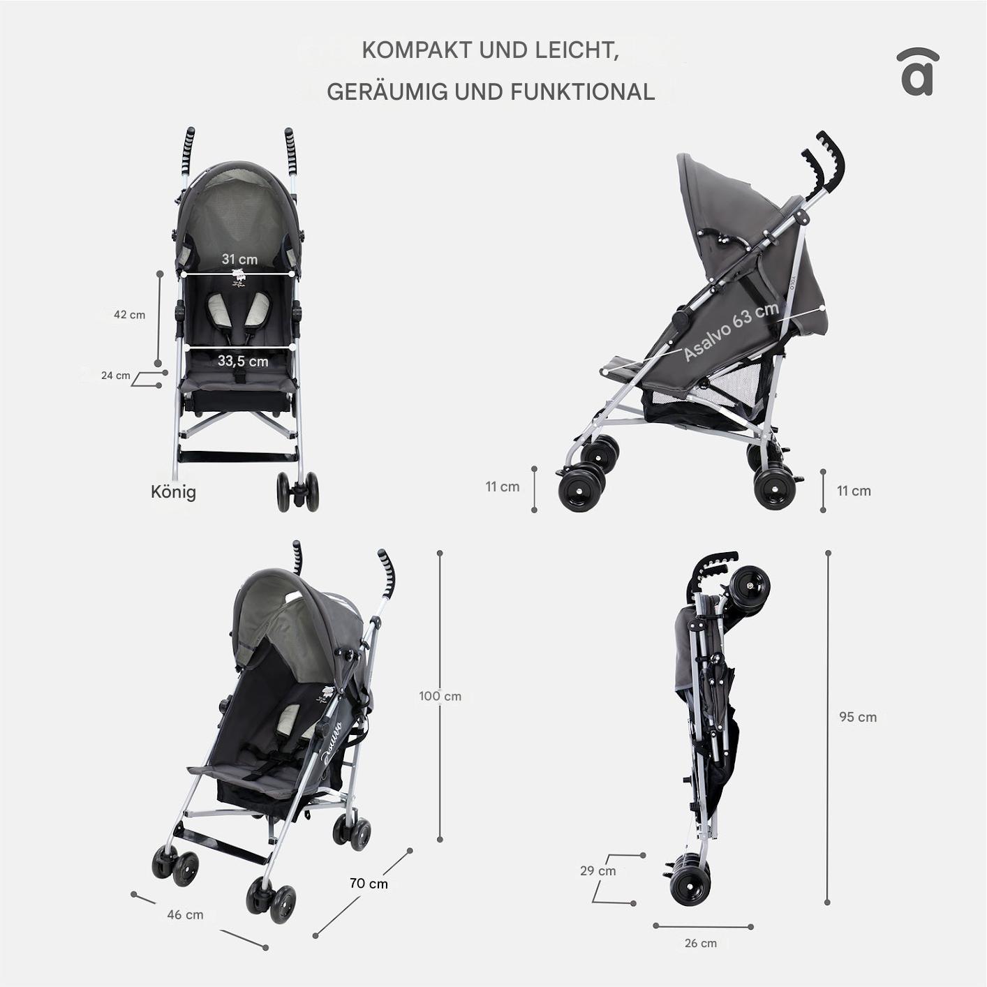 Asalvo Yolo Kinderwagen Waschbär designe in Pink