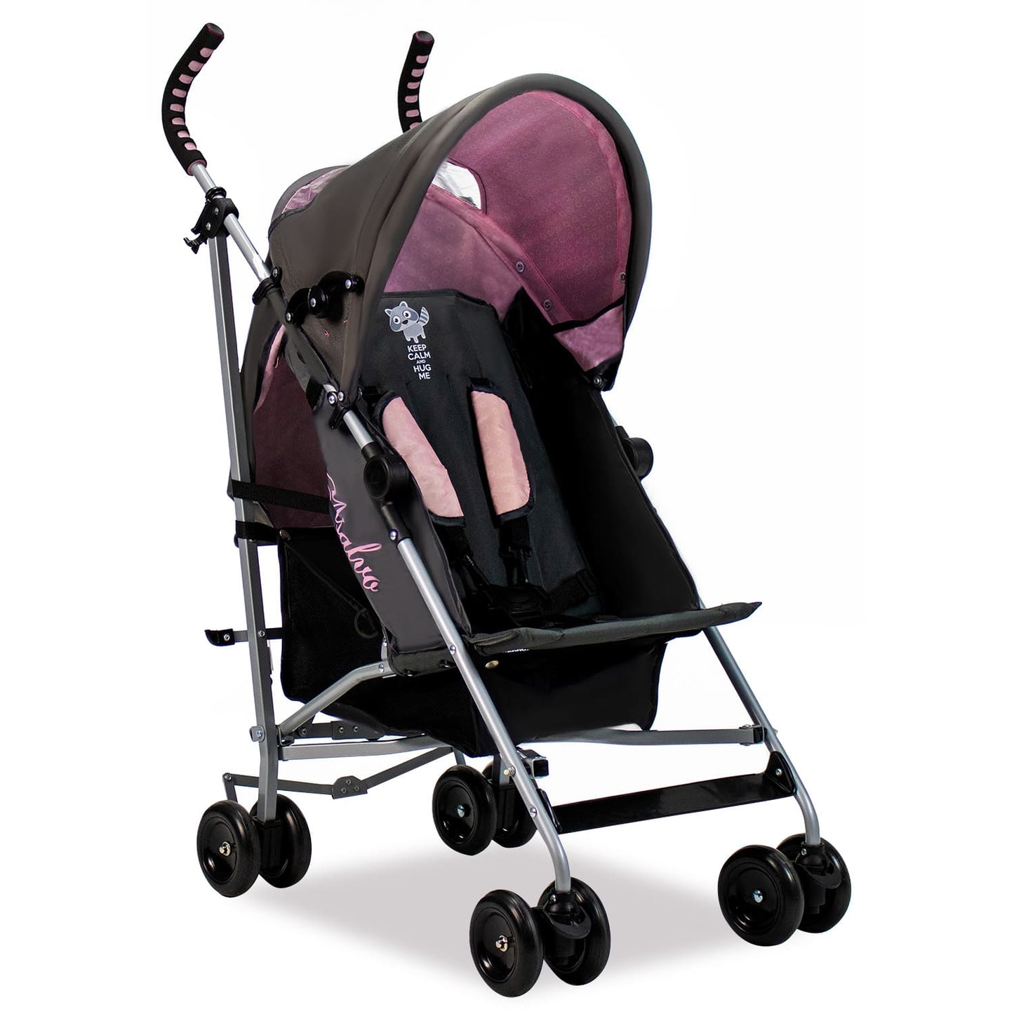 Asalvo Yolo Kinderwagen Waschbär designe in Pink