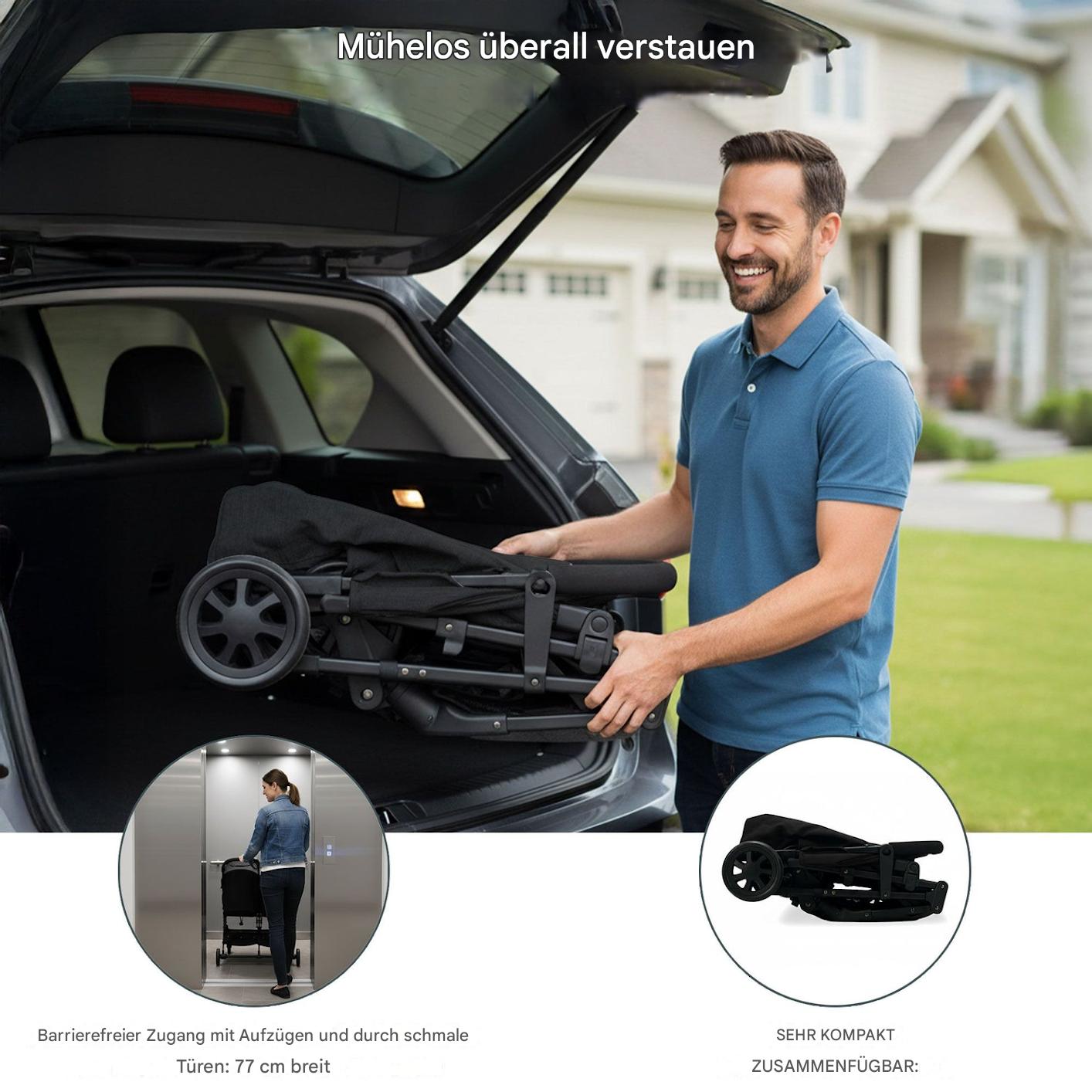 Asalvo Henry Zwillings- und Geschwisterkinderwagen in Schwarz