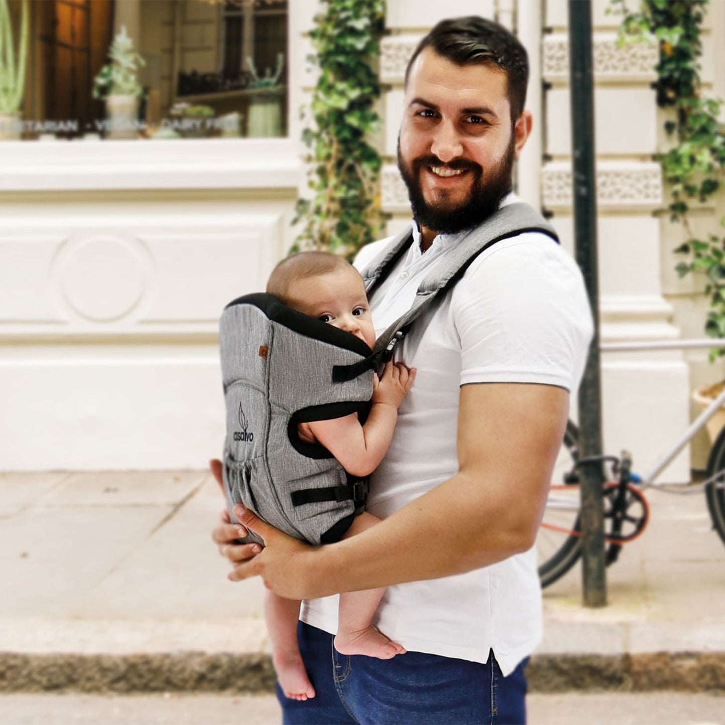 Asalvo Bauchtrage & Babytrage in grau
