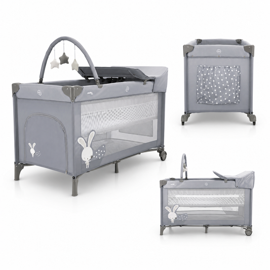 Asalvo Reise und Spielbett Crib in grau