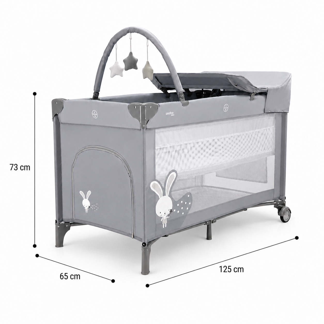 Asalvo Reise und Spielbett Crib in grau