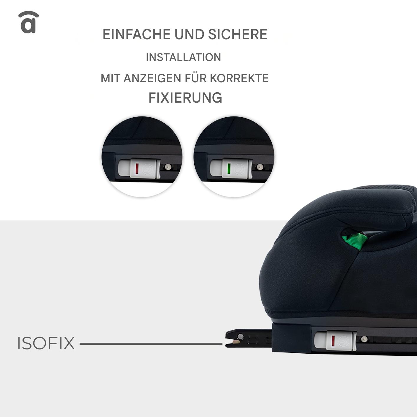 Asalvo Autokindersitz „ALZAFIX BLACK“ inklusive Isofix Halterung