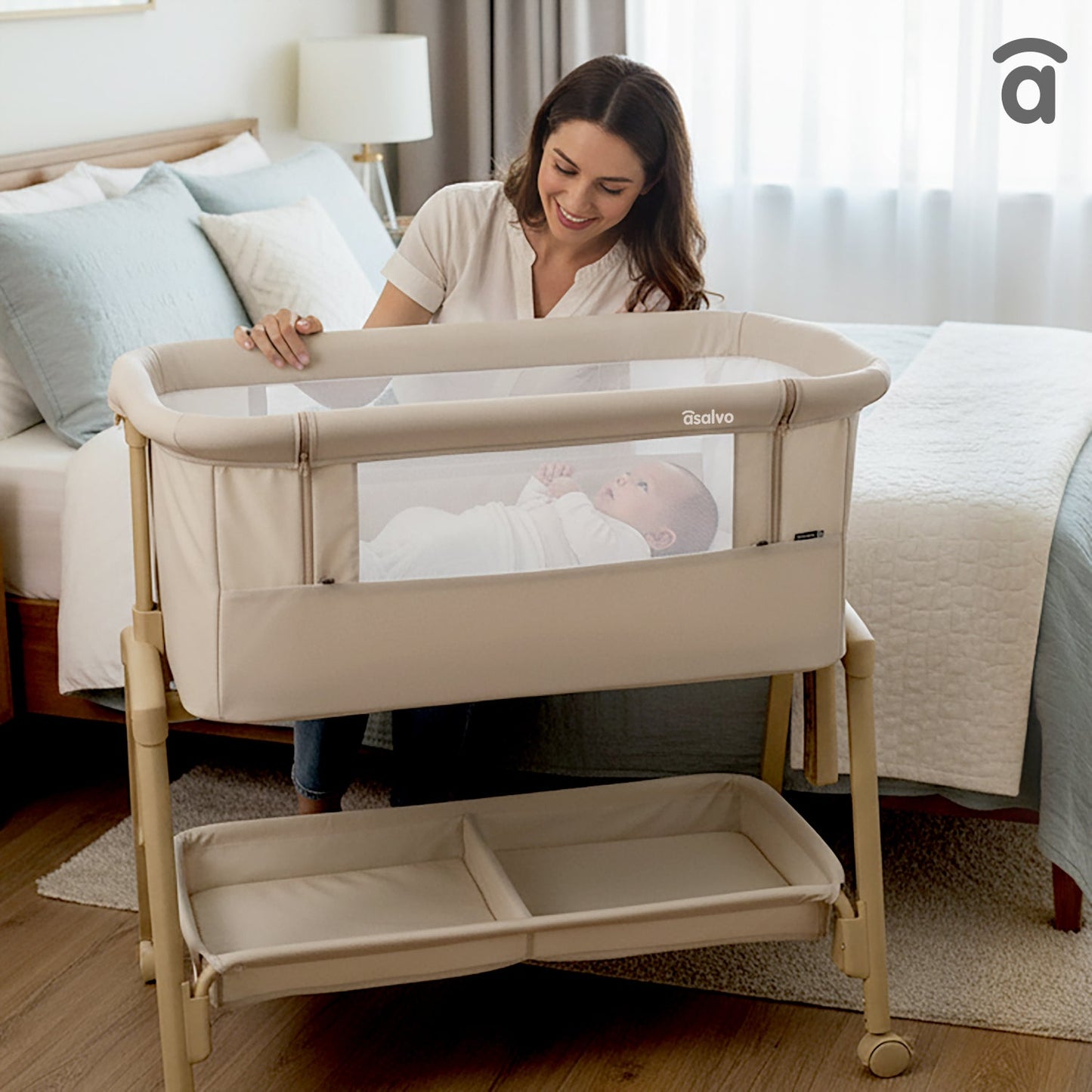 Asalvo 2in1 Kinder- & Beistellbett COT SMART in Beige
