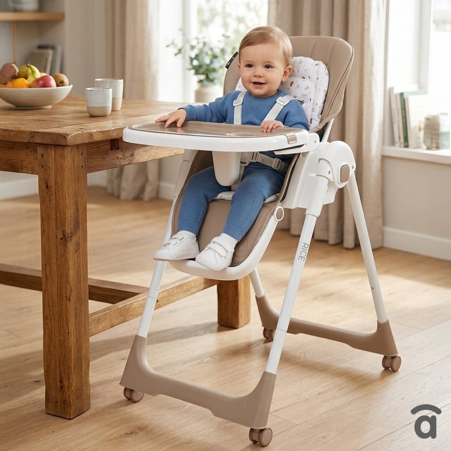 Asalvo Hochstuhl mit Rollen RÎCE BEIGE