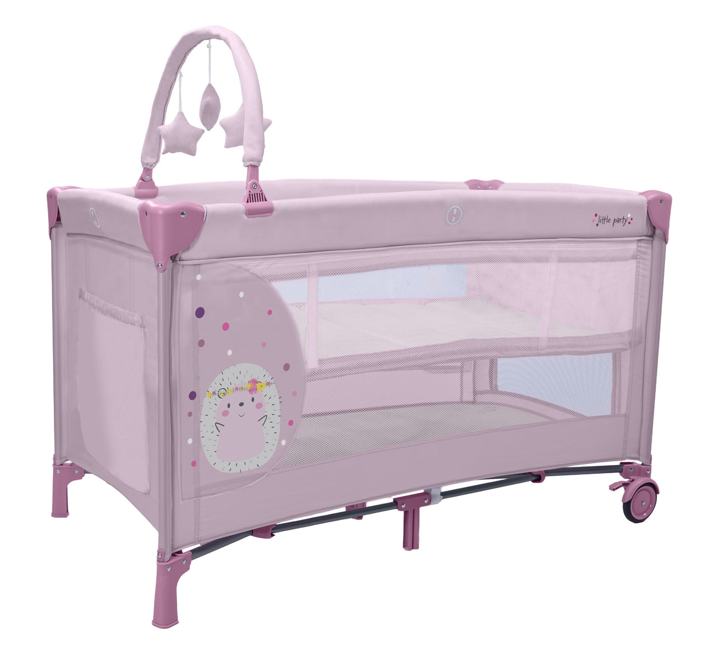 Asalvo Reise und Spielbett DUO HEDGEHOG in rosa