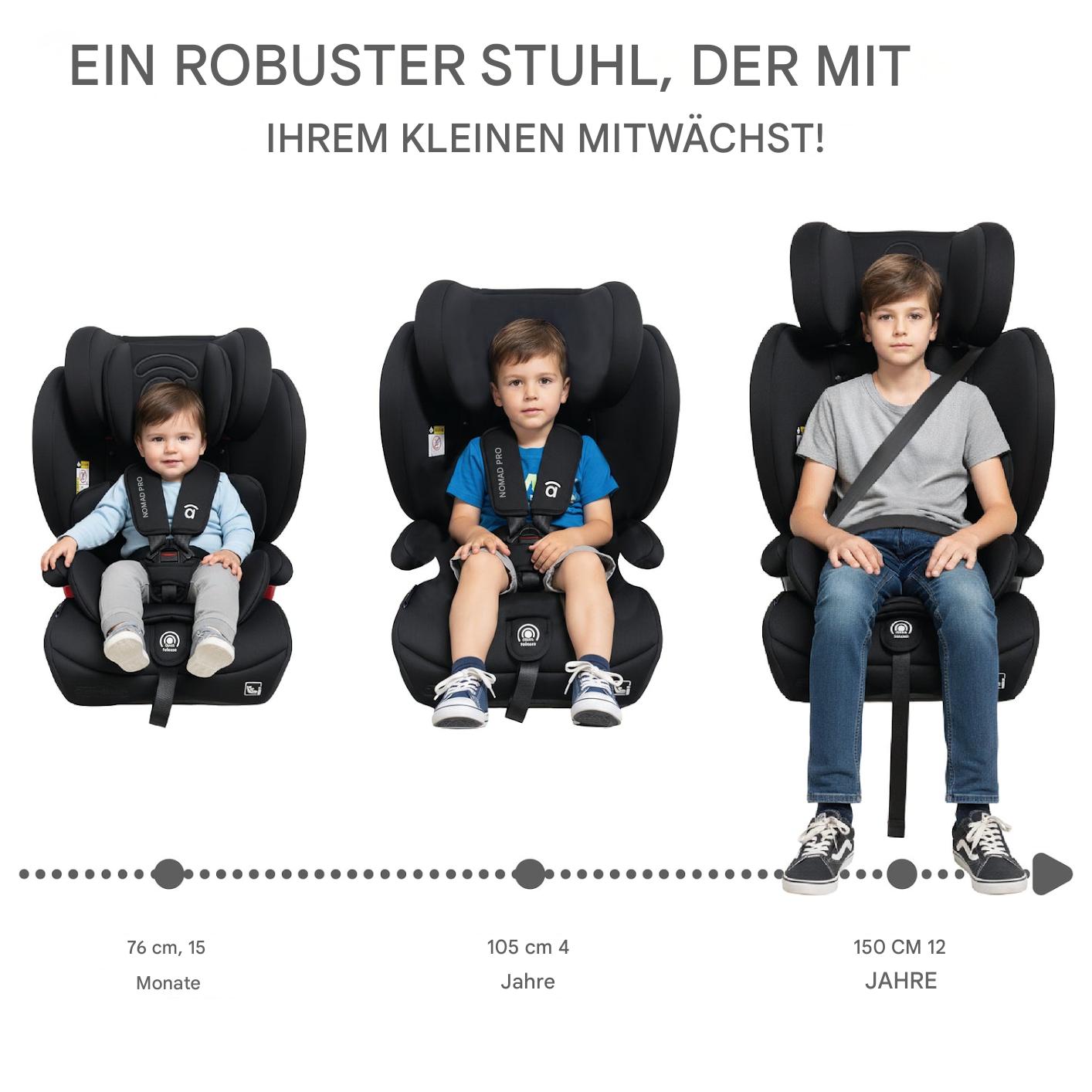 Asalvo Kinderautositz 76-150CM NOMADA PRO BLACK