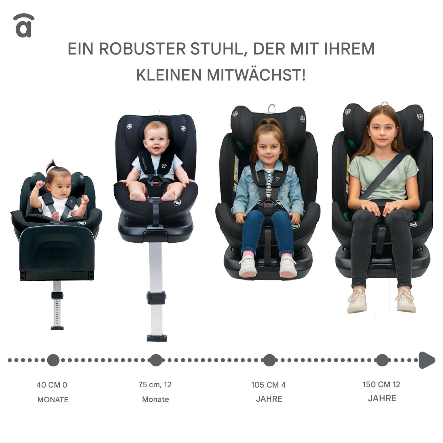 Asalvo Kinderautositz 40-150CM UPPERFIX in grau