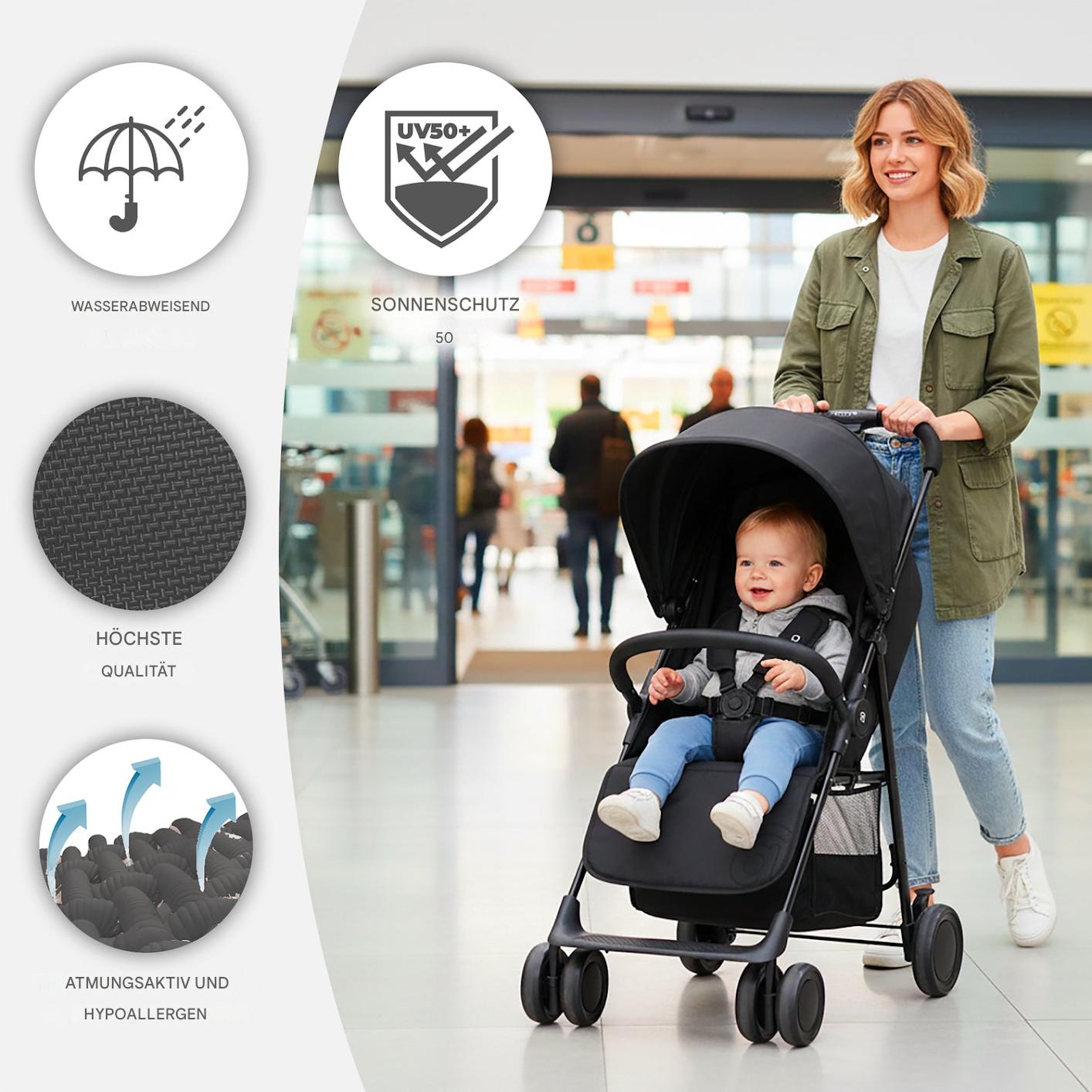 Asalvo Nova Black Kinderwagen leicht und faltbar