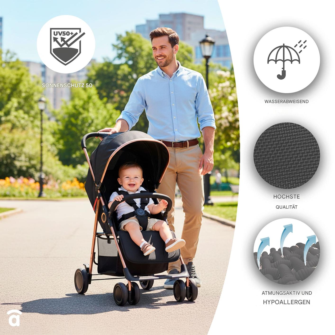 Asalvo Nova Gold Kinderwagen leicht und faltbar