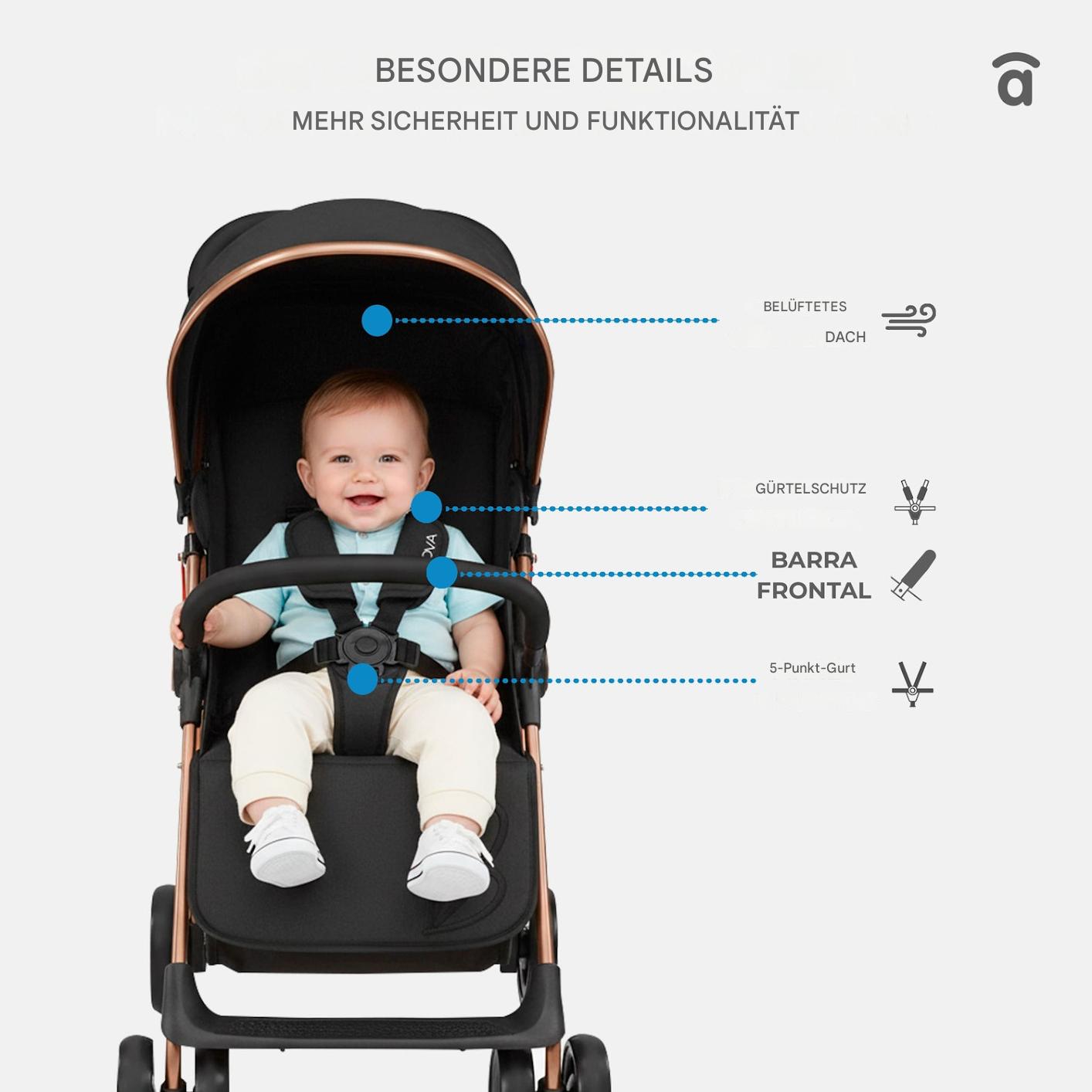 Asalvo Nova Gold Kinderwagen leicht und faltbar