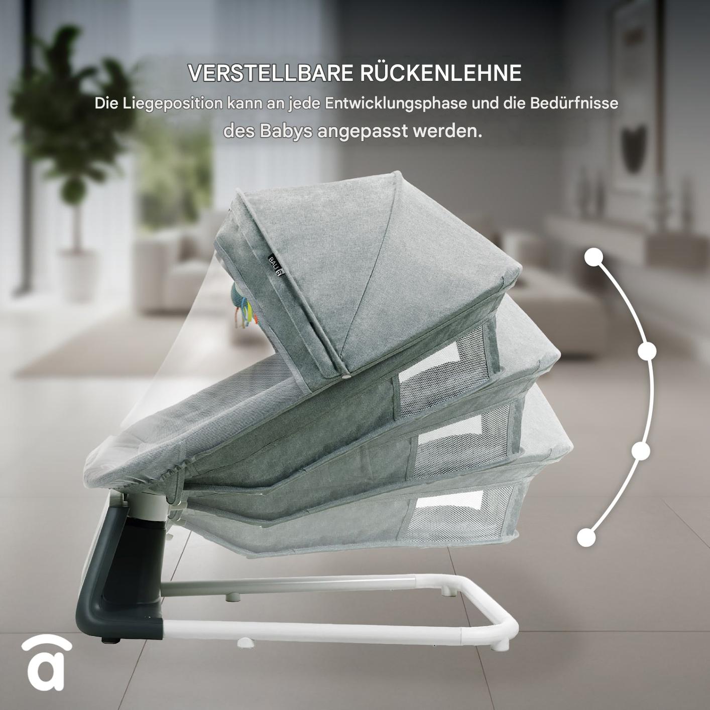Asalvo Baby-Schaukelstuhl Wippe mit Bluetooth-Steuerung.