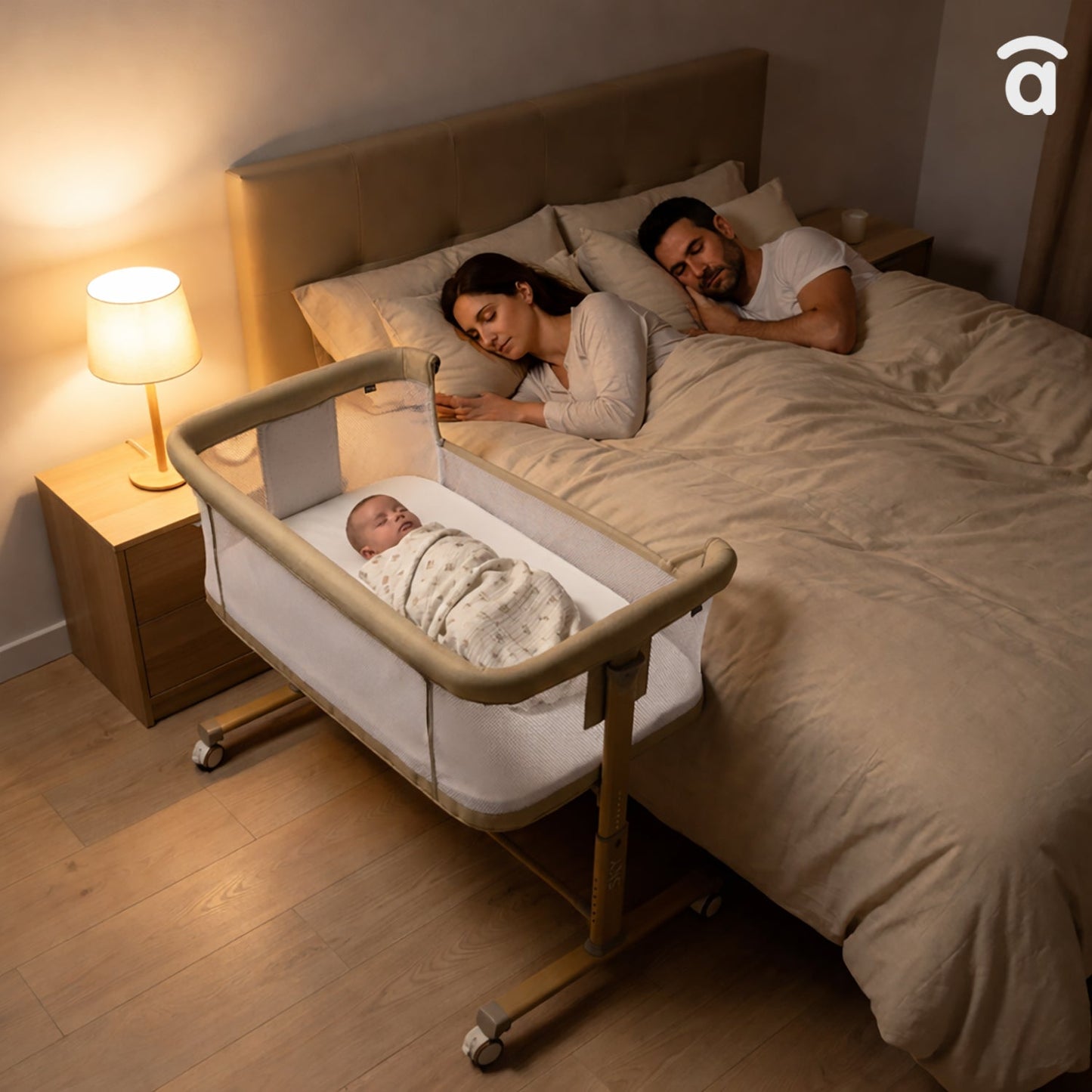 Asalvo 2in1 Kinder- & Beistellbett SKY in Beige