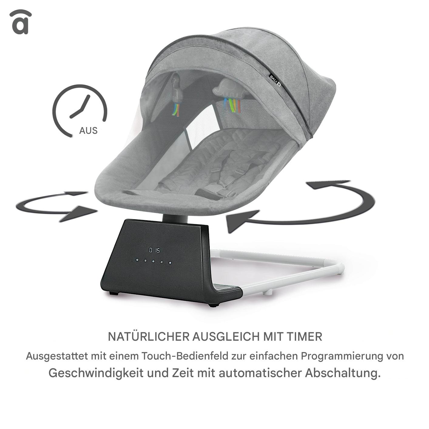 Asalvo Baby-Schaukelstuhl Wippe mit Bluetooth-Steuerung.