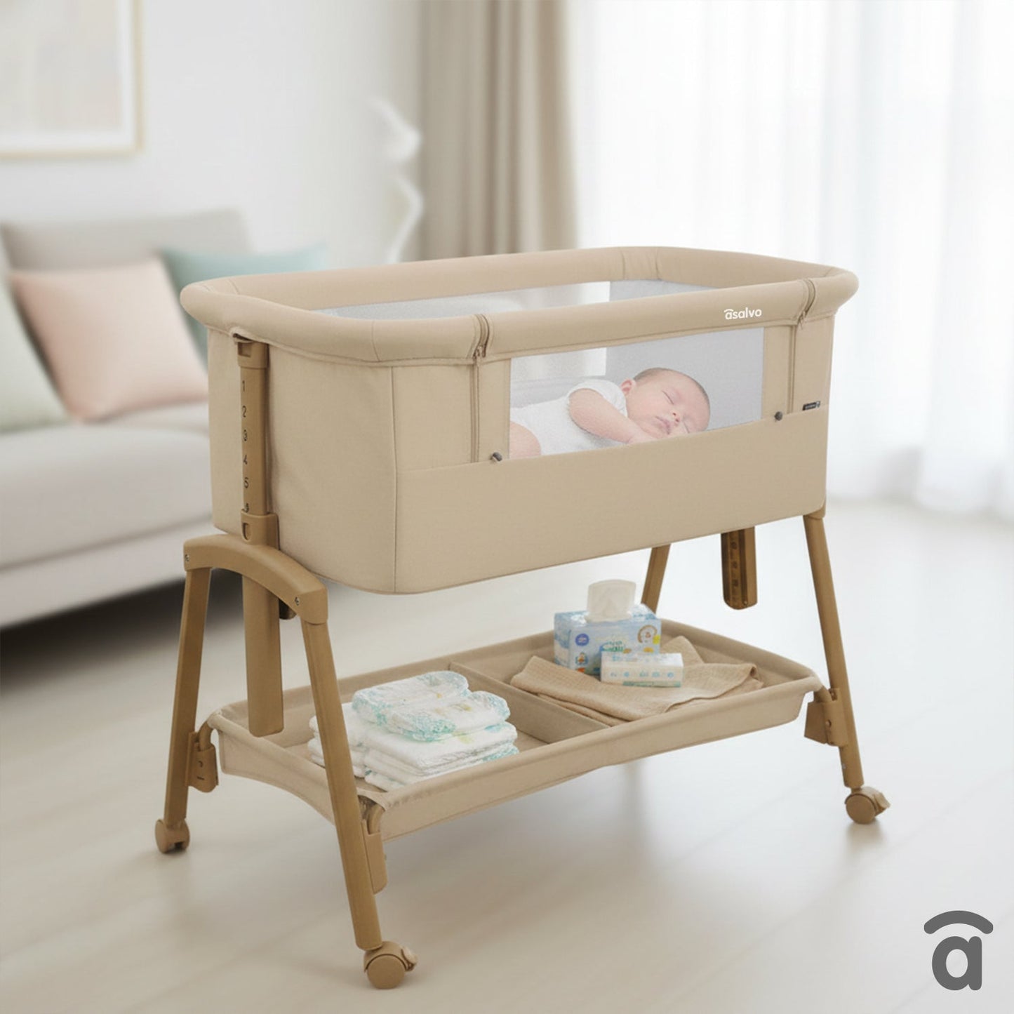Asalvo 2in1 Kinder- & Beistellbett COT SMART in Beige