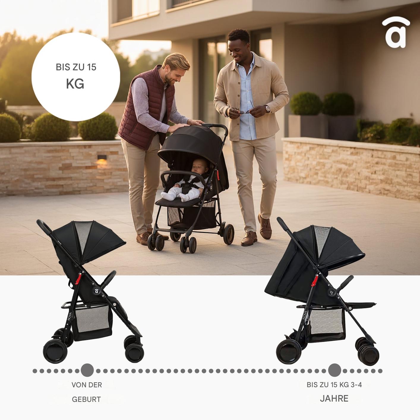 Asalvo Nova Black Kinderwagen leicht und faltbar