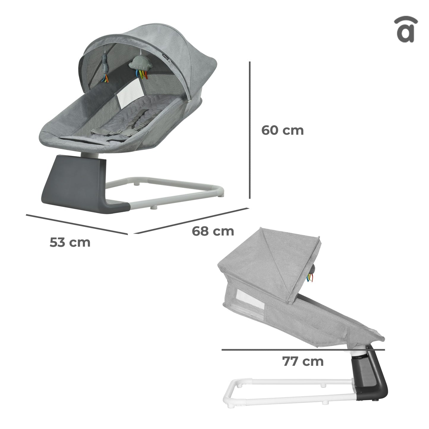 Asalvo Baby-Schaukelstuhl Wippe mit Bluetooth-Steuerung.