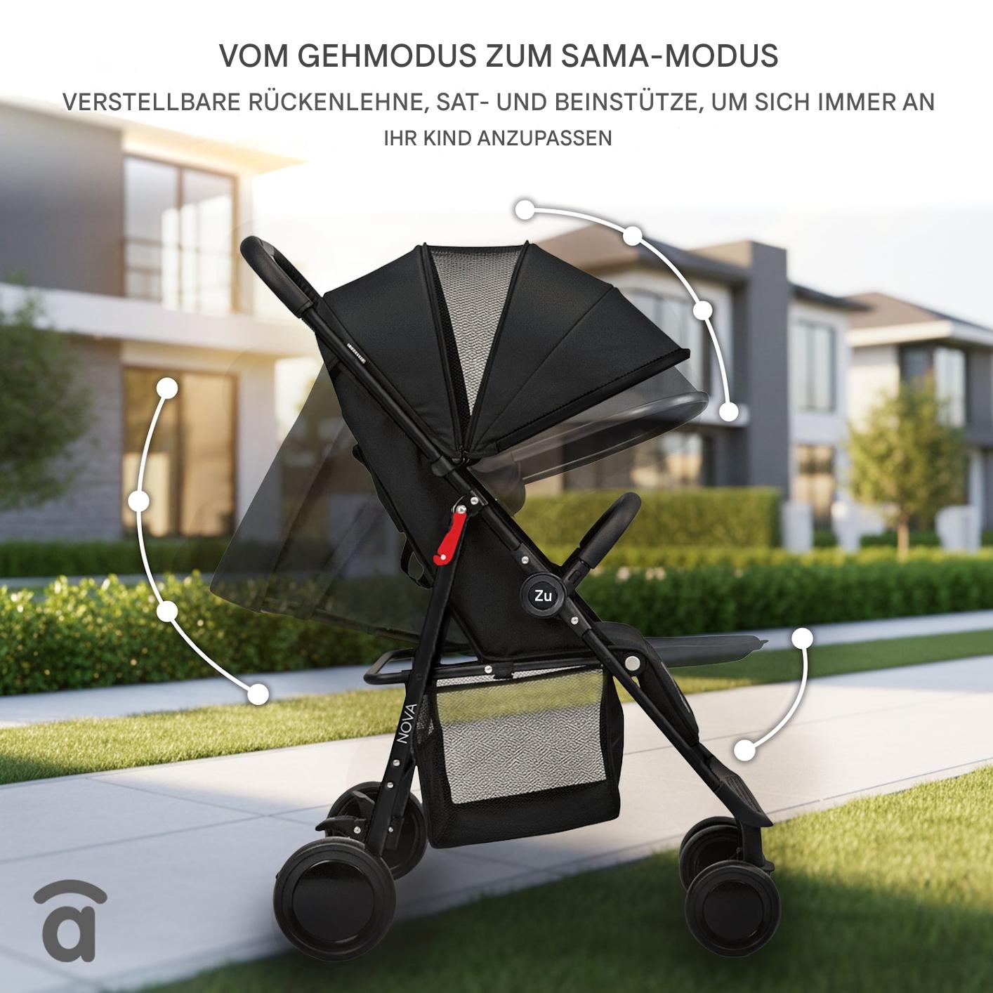 Asalvo Nova Black Kinderwagen leicht und faltbar