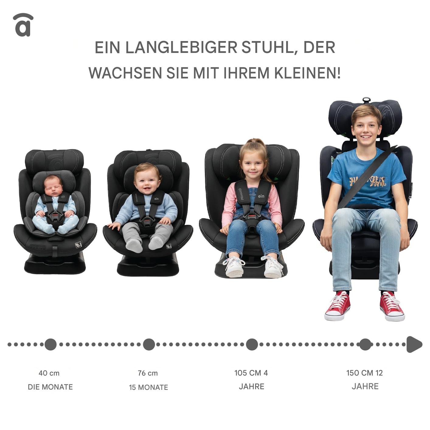 Asalvo Kinderautositz 40-150CM PRIMAKID in schwarz