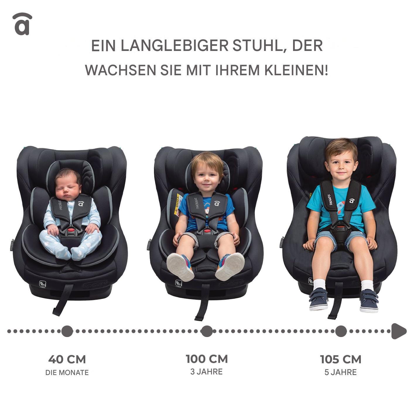 Asalvo Kinderautositz 40-150CM PROSEAT  in schwarz