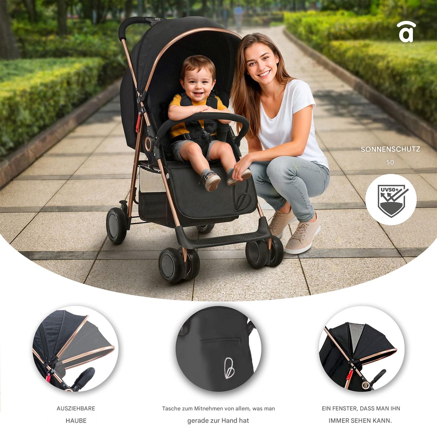 Asalvo Nova Gold Kinderwagen leicht und faltbar
