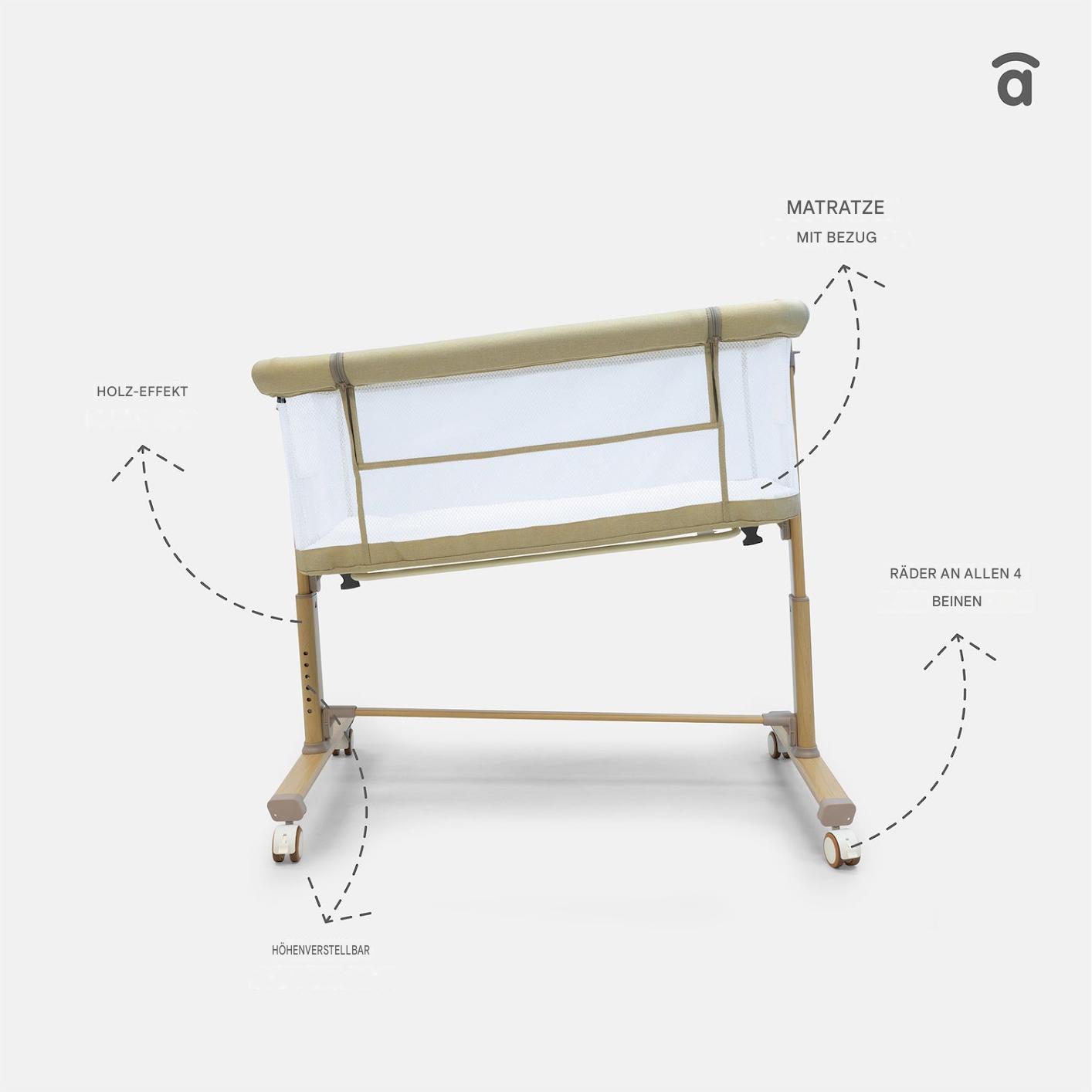 Asalvo 2in1 Kinder- & Beistellbett SKY in Beige