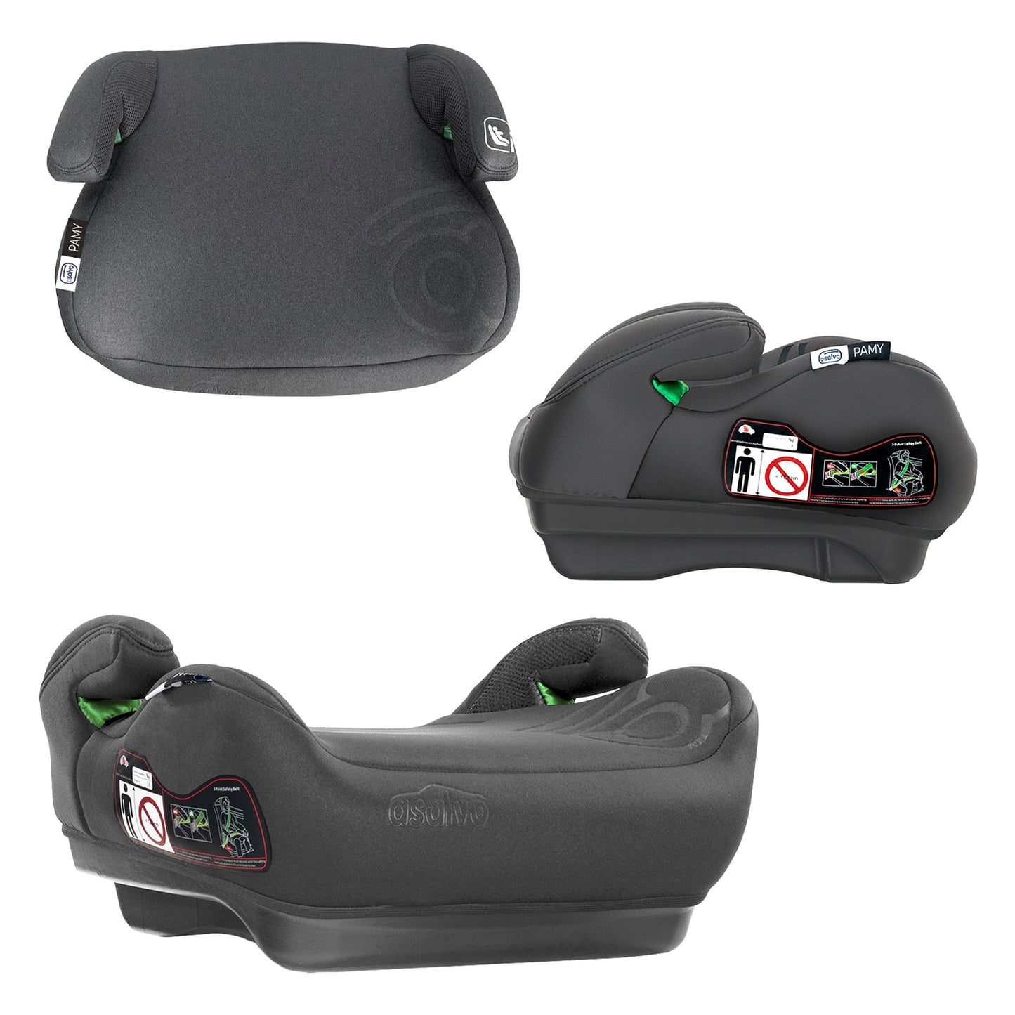 Asalvo I-Size Pamy Kindersitz in Schwarz Grau
