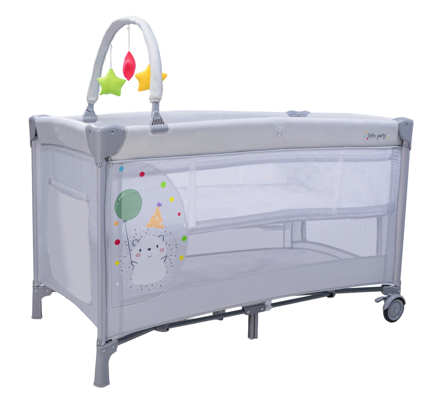 Asalvo Reise und Spielbett DUO HEDGEHOG in grau