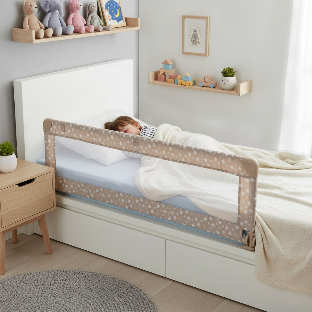 Asalvo Baby Bettschutzgitter in beige mit 150 cm