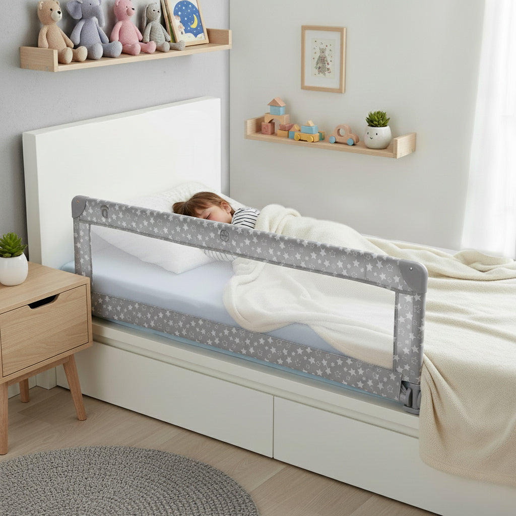 Asalvo Baby Bettschutzgitter in grau mit 150 cm