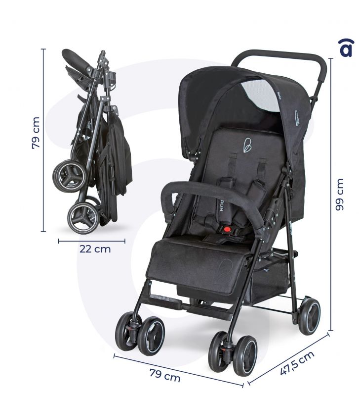 Kinderwagen Berlin in schwarz leicht und robust